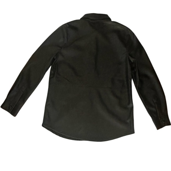 Liverpool Seamed Faux Vegan Button-down Leather Shacket, Black, Size XS‎ - Picture 6 of 12